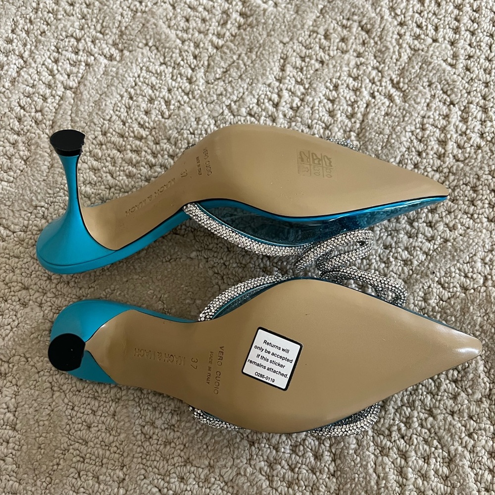 Mach & Mach double bow crystal embellished pvc pumps. Size 7. Blue. New - Picture 5 of 6
